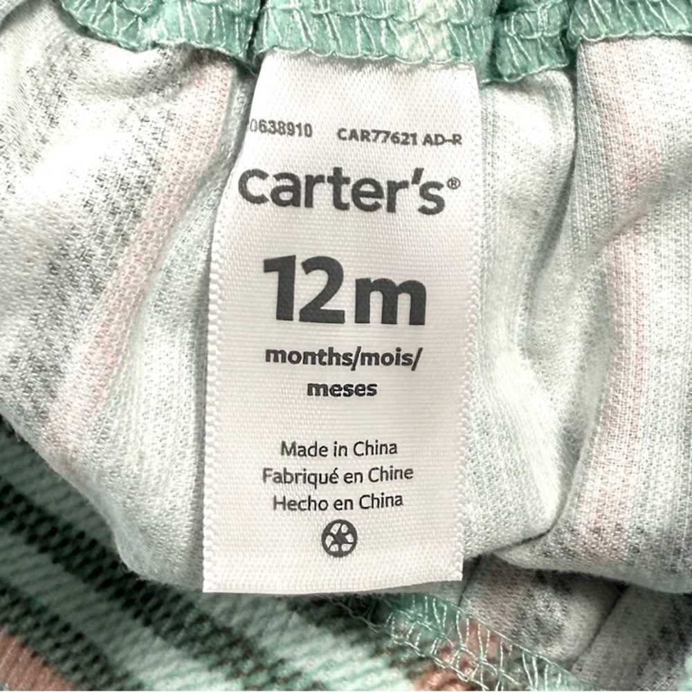CARTER’S Baby Girls’ Mint Green Corduroy Plaid Pinafore Overall Jumper Dress 12M - Picture 5 of 7